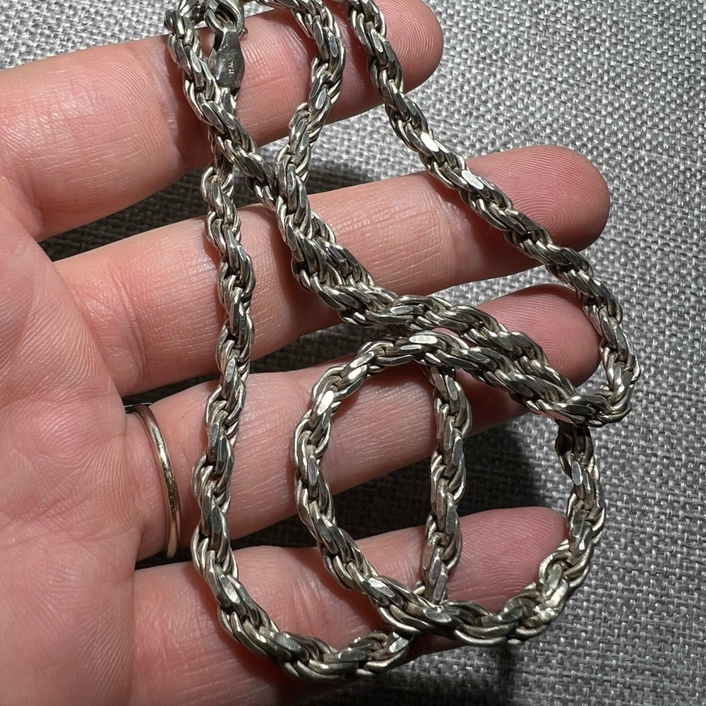 Elegant Sterling Silver Rope Chain Necklace
